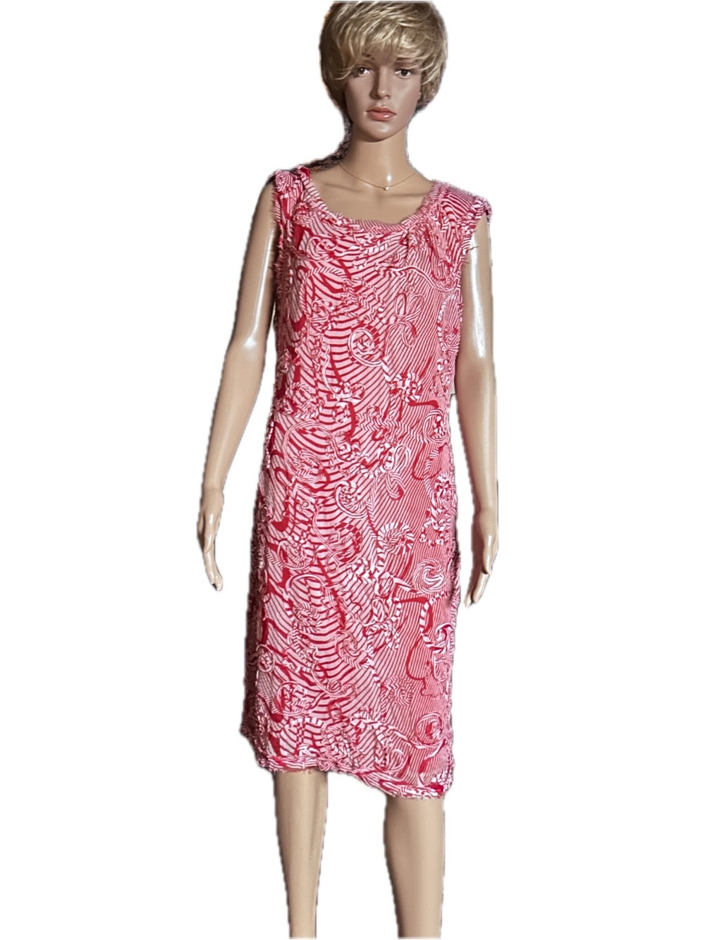 J. Peterman ~ Size 12 ~ 3D Swirl Textured Patterned ~ Candy Cane Red/White Dress